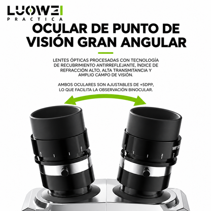 LUOWEI MICROSCOPIO TRINOCULAR TR01 7050X CON SOPORTE GK04 (INCLUYE ANILLO DE LUZ LS03)