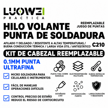 LUOWEI KIT DE PUNTAS REEMPLAZABLES C210 BISELADA/ RECTA/ CURVA 0.1MM (10PZAS)