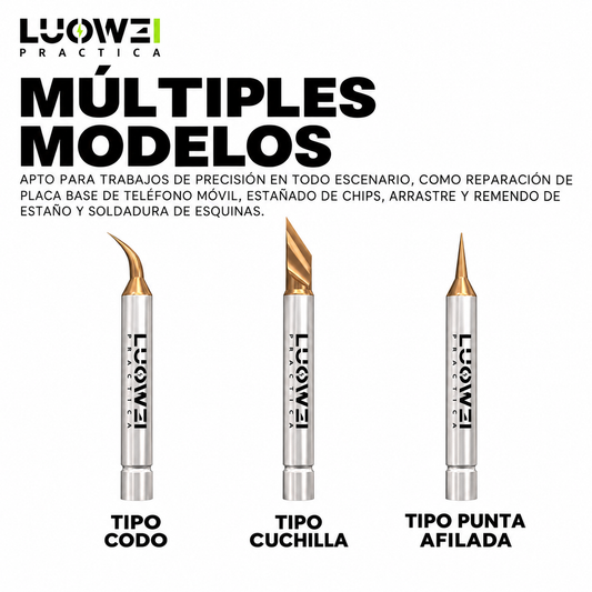 LUOWEI KIT DE PUNTAS REEMPLAZABLES C210 BISELADA/ RECTA/ CURVA 0.1MM (10PZAS)
