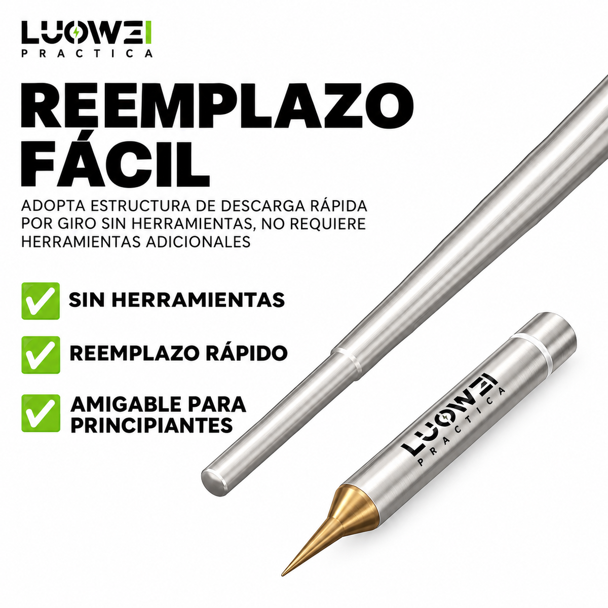 LUOWEI KIT DE PUNTAS REEMPLAZABLES C210 BISELADA/ RECTA/ CURVA 0.1MM (10PZAS)