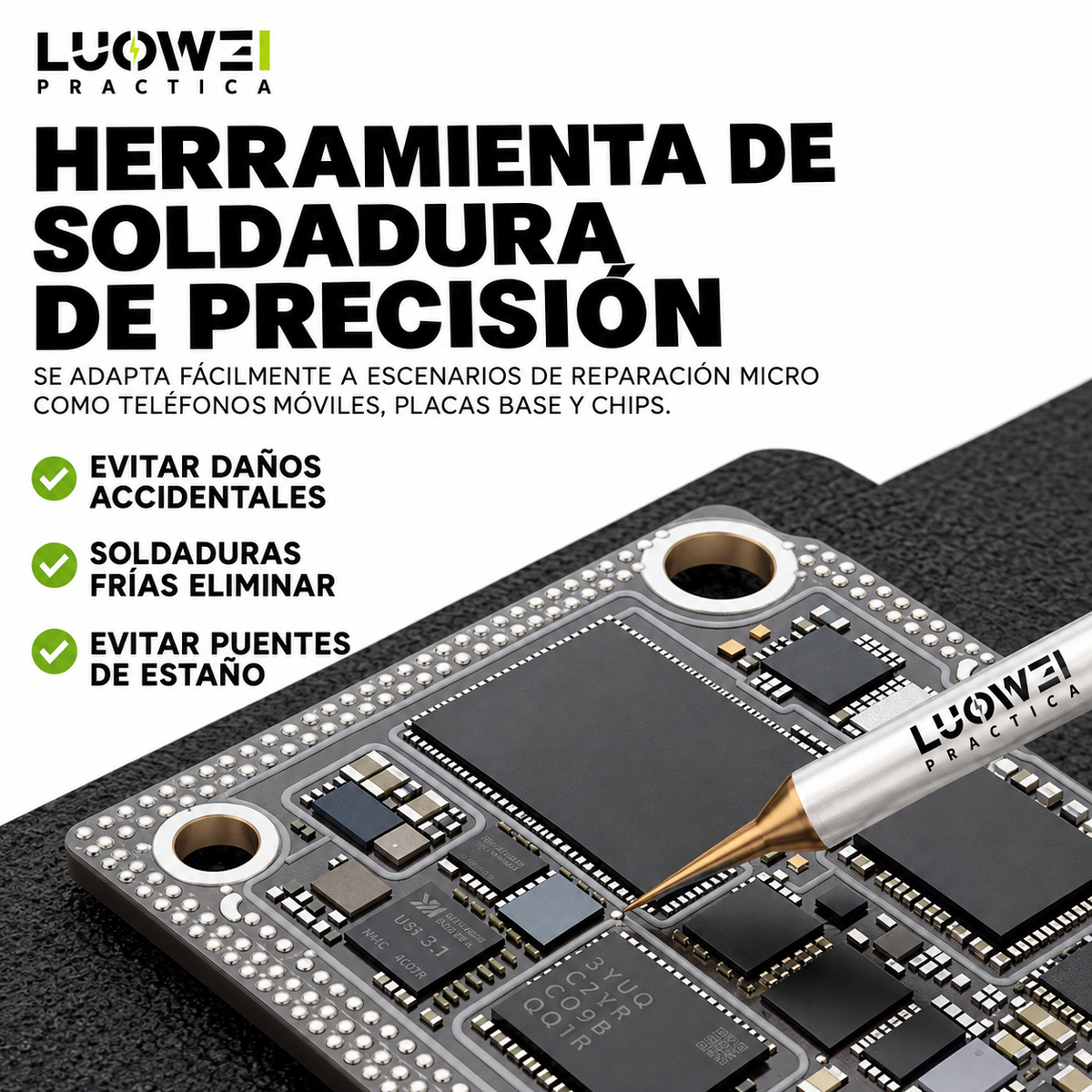 LUOWEI KIT DE PUNTAS REEMPLAZABLES C210 BISELADA/ RECTA/ CURVA 0.1MM (10PZAS)
