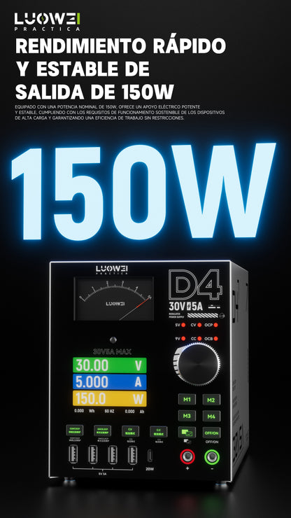 LUOWEI FUENTE DE ALIMENTACION AMPERIMETRO Y MULTIPUERTO D4, 150W 30V5A