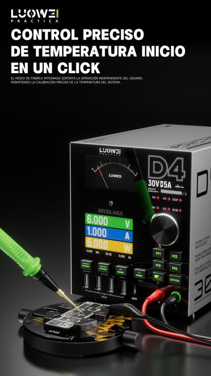 LUOWEI FUENTE DE ALIMENTACION AMPERIMETRO Y MULTIPUERTO D4, 150W 30V5A