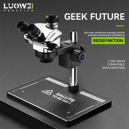 LUOWEI MICROSCOPIO TRINOCULAR GEEK FUTURE LW-TR02-B3TV CON ARO DE LUZ LS01