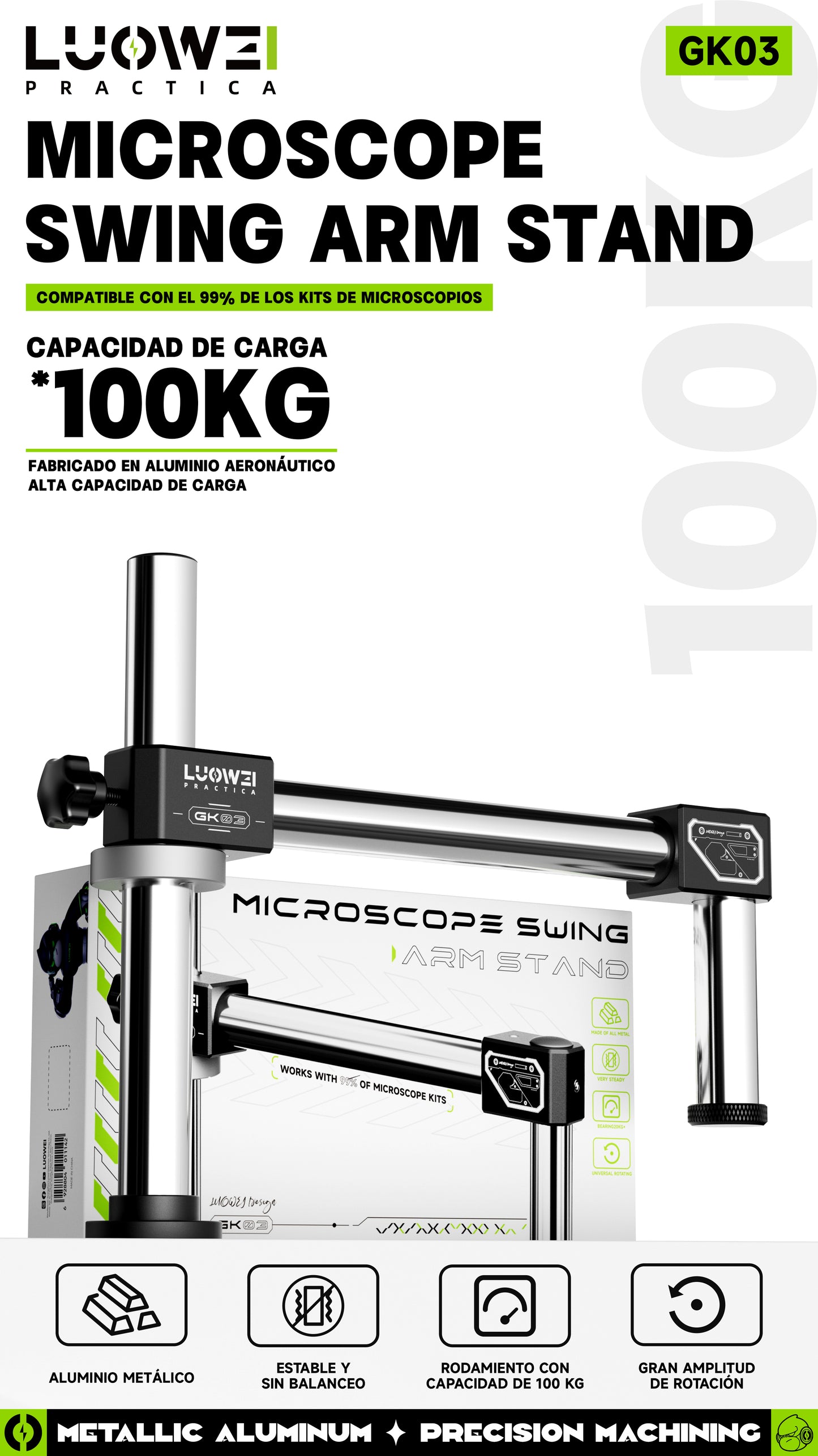 LUOWEI SOPORTE DE ESCRITORIO PARA MICROSCOPIO LW-GK03 32mm