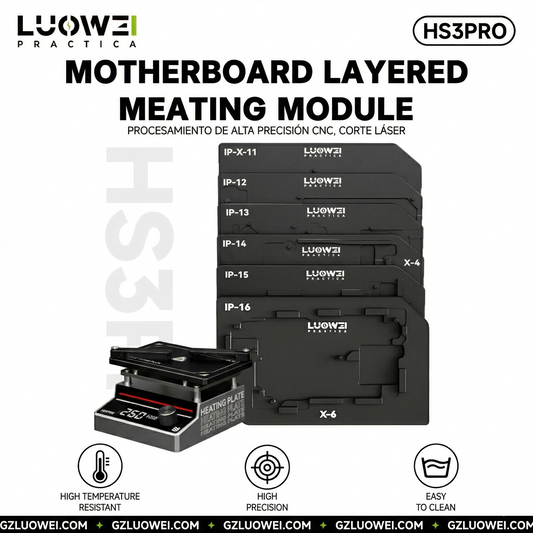 LUOWEI KIT PRECALENTADORA LW-HS3 PRO CON PLATAFORMAS PARA SEPARACION DE PLACAS IPHONE SERIES X - 16