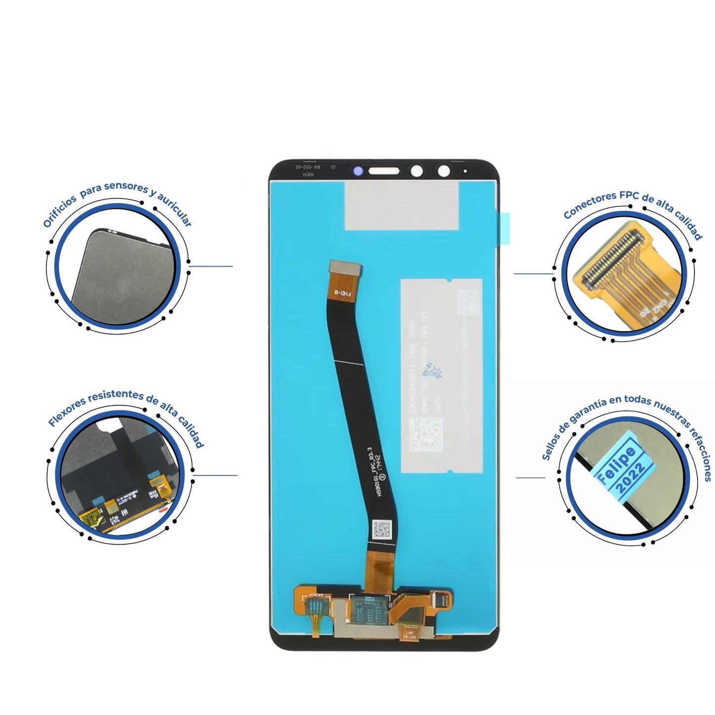 PANTALLA HUAWEI Y9 2018 BLANCO