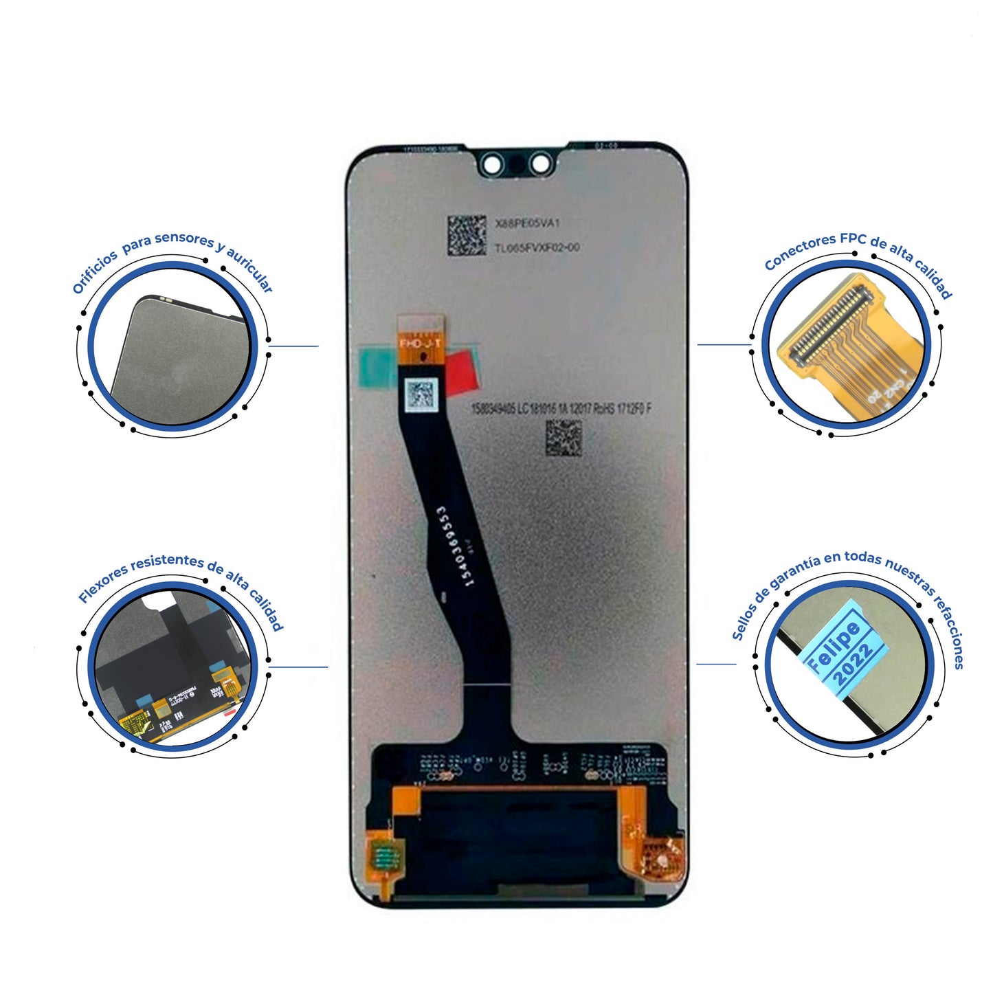 PANTALLA HUAWEI Y9 2019 , Y8S NEGRO