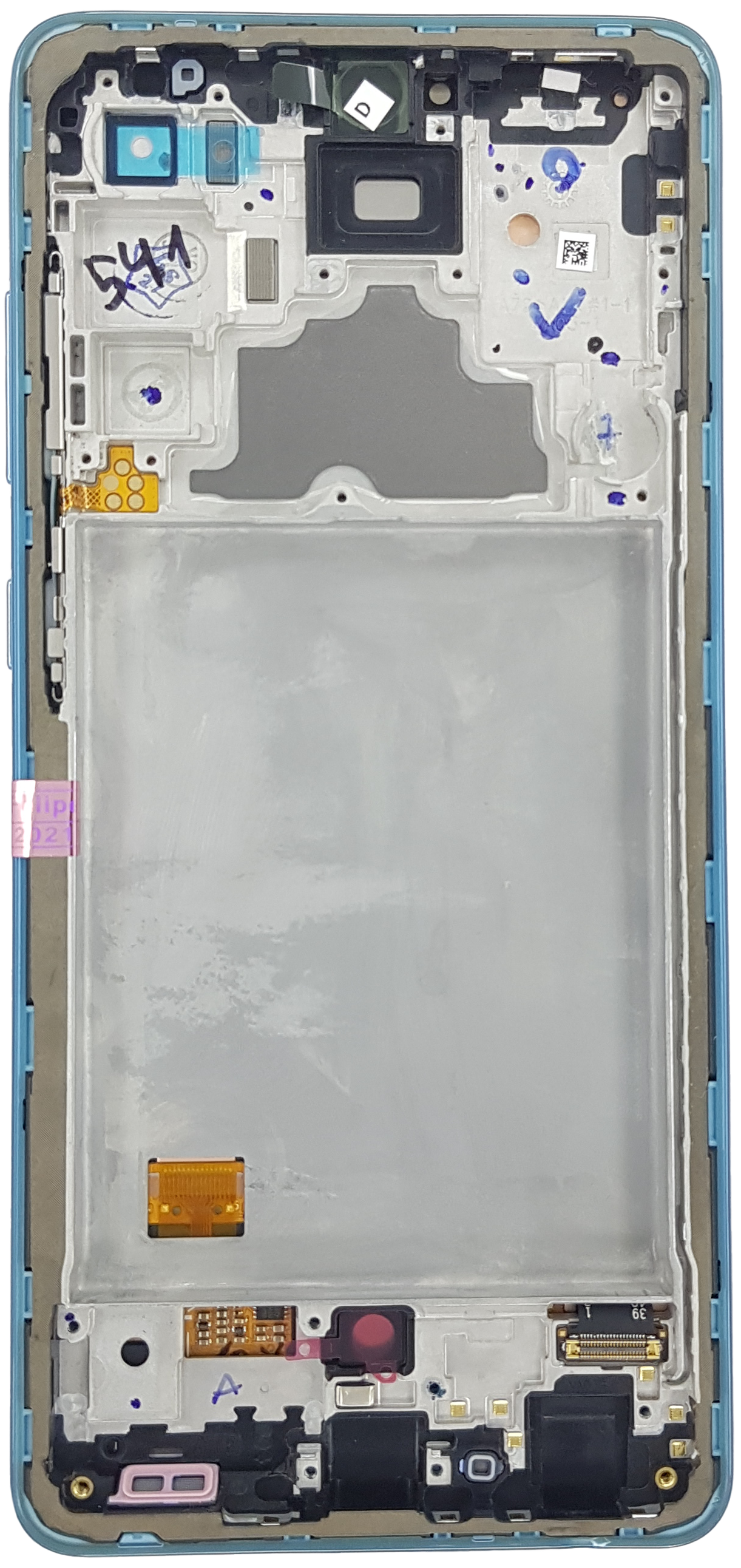 PANTALLA RECORTADA SAMSUNG A72 , A725 CON MARCO AZUL OLED