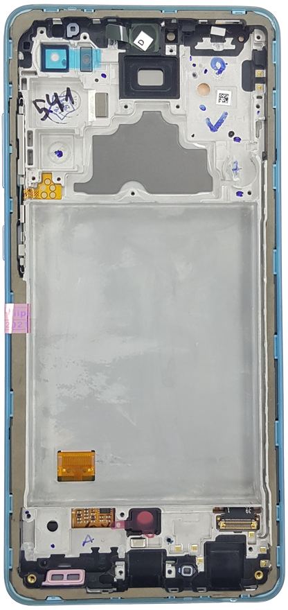 PANTALLA RECORTADA SAMSUNG A72 , A725 CON MARCO AZUL OLED