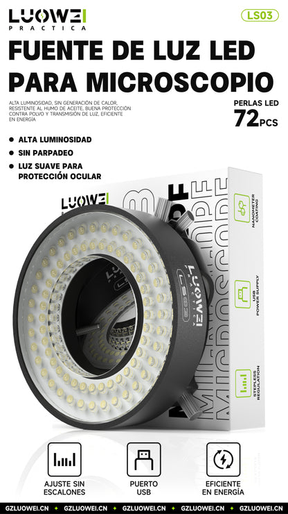 LUOWEI ANILLO DE LUZ PARA MICROSCOPIO LS03