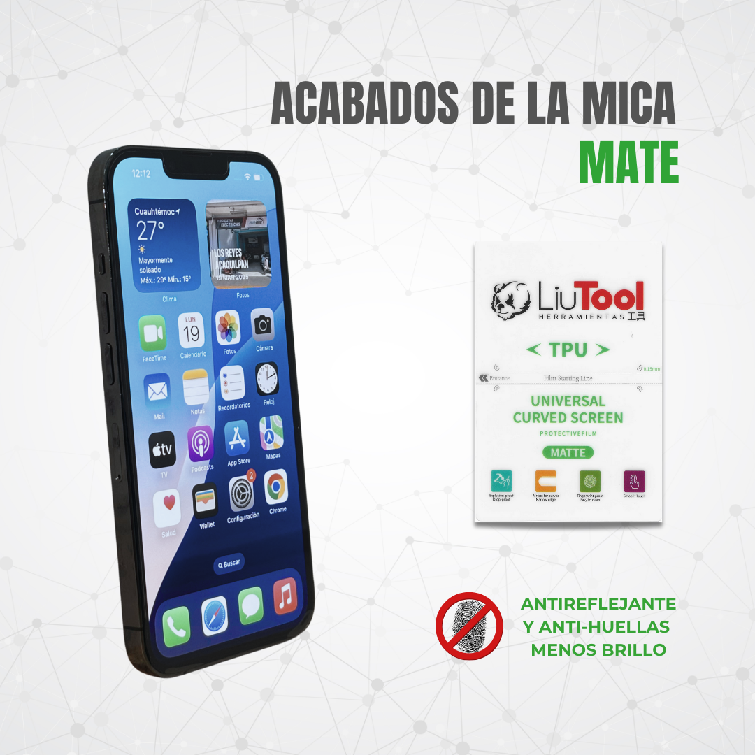 LIUTOOL MICA DE HIDROGEL MATE TPU .15mm (50pzas)