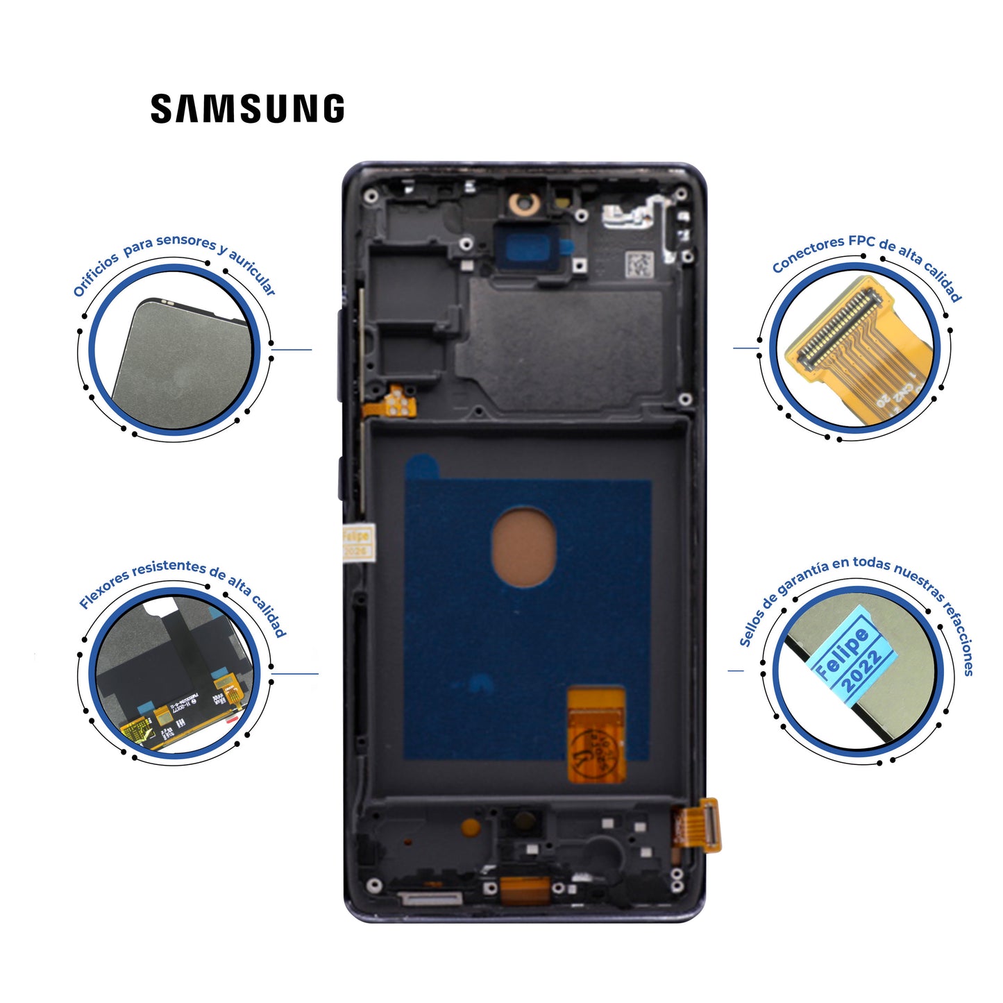 PANTALLA PARA SAMSUNG S20 FE 4G 5G CON MARCO NEGRO/AZUL