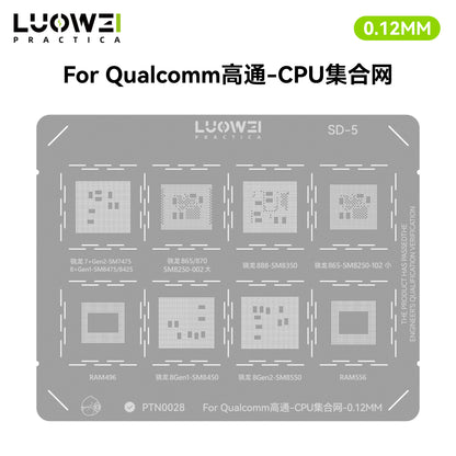 LUOWEI JUEGO STENCIL PARA CPU (13pzas) - MTK - iPhone A9-A18 Pro - HiU - SD