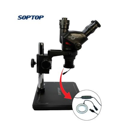 SOPTOP MICROSCOPIO TRINOCULAR 7060 ULTRA (INCLUYE ANILLO DE LUZ + BARLOW 0.5X)