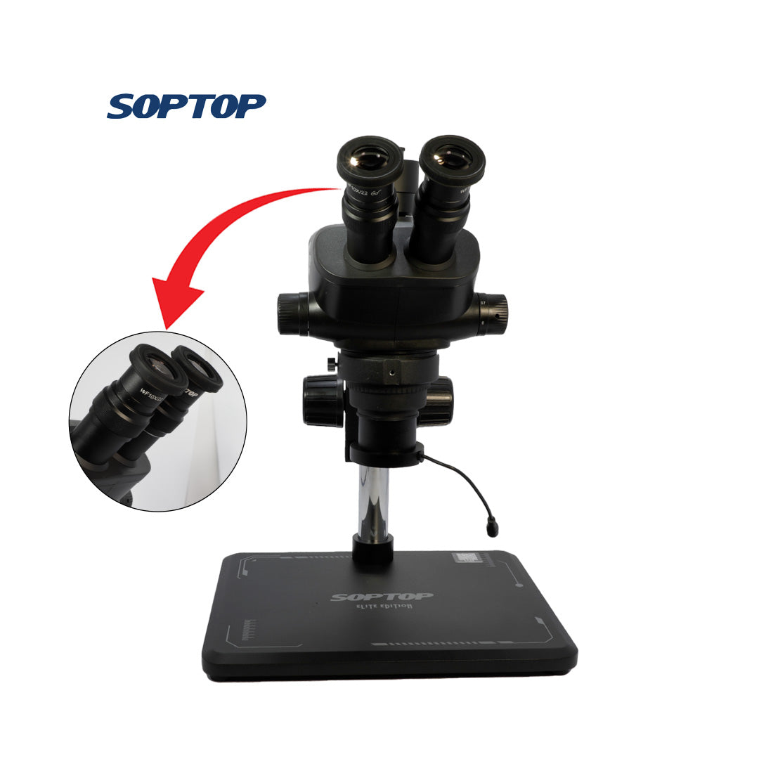 SOPTOP MICROSCOPIO TRINOCULAR 7060 ULTRA (INCLUYE ANILLO DE LUZ + BARLOW 0.5X)