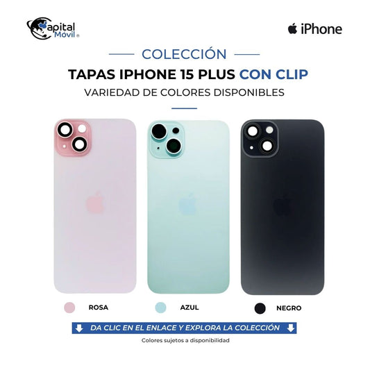 TAPA PARA IPHONE 15 PLUS CON CLIP CALIDAD PREMIUM AAA