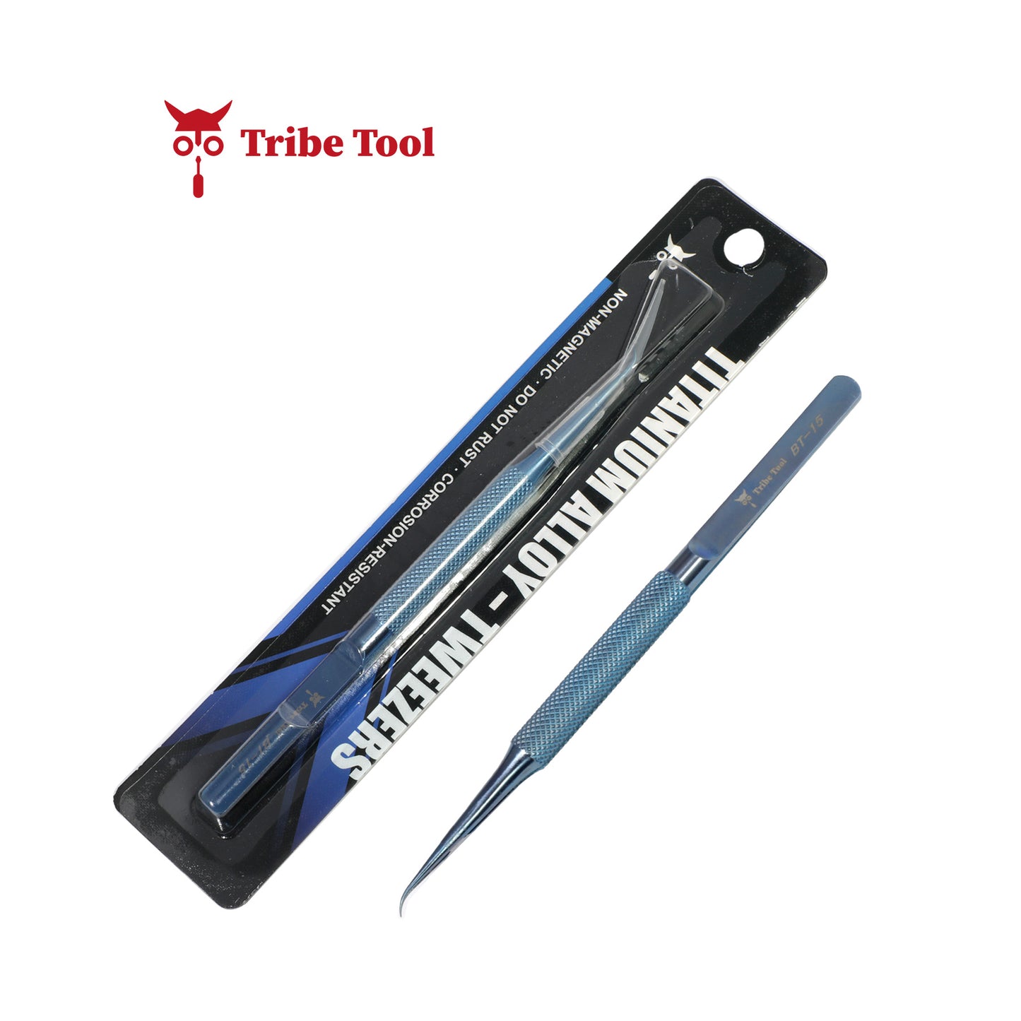 TRIBE TOOL PINZA CURVA TITANIO CLASICA BT - 15 AZUL