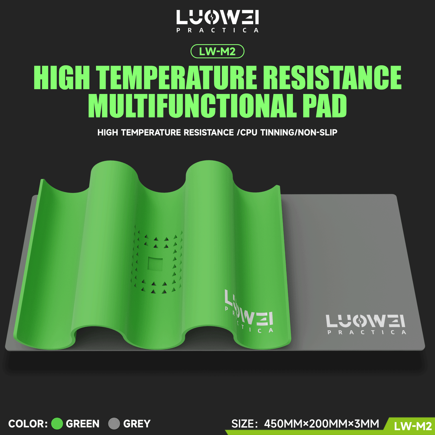 LUOWEI TAPETE DE TRABAJO 450MM x 206MM RESISTENTE A ALTAS TEMPERATURAS GRIS