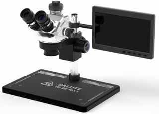 LUOWEI MICROSCOPIO TRINOCULAR GEEK FUTURE CON ARO DE LUZ Y PANTALLA HD 10.1" LW-TR01-B3TV-DP01