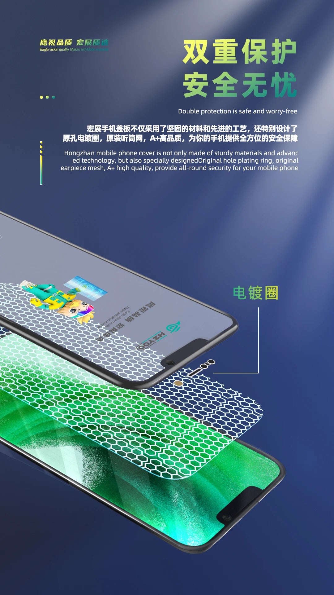 HZYOO GLASS CON OCA PARA IPHONE SERIE 12 - 16