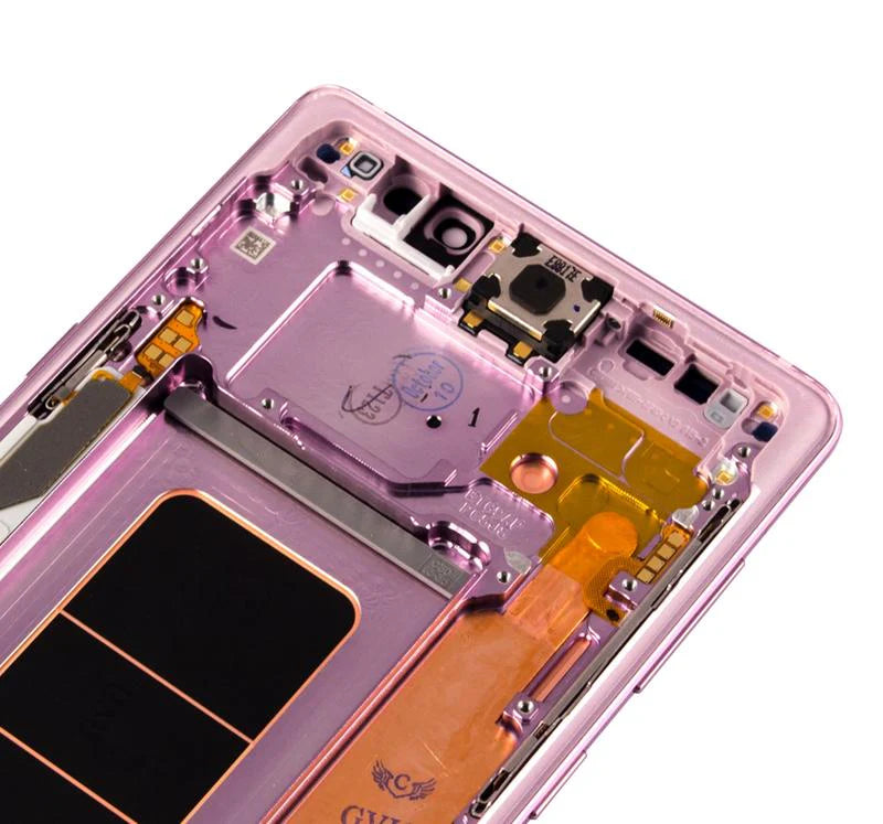 PANTALLA SAMSUNG NOTE 9 CON MARCO LILA OLED PANTALLA RECORTADA
