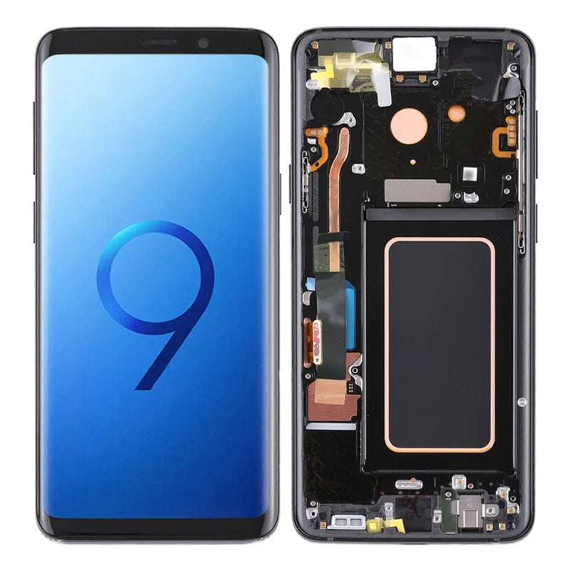 PANTALLA SAMSUNG S9 PLUS CON MARCO NEGRO OLED PANTALLA RECORTADA